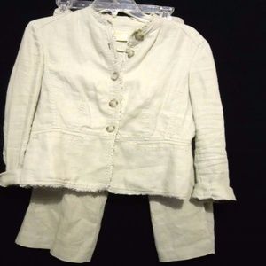 Michael Kors 2 Piece Suit Capris Jacket 100% Linen